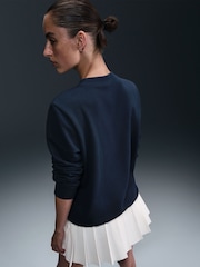 Nike Navy Club Fleece Pull-Over Crew-Neck Logo Sweatshirt - Image 4 of 6