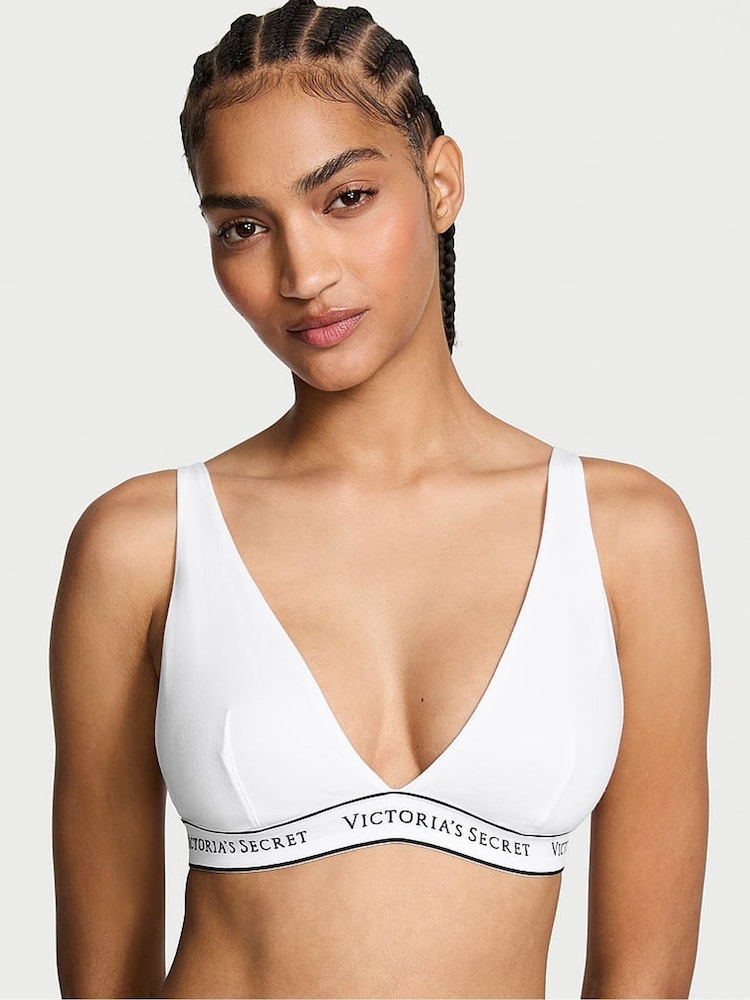 Victoria's Secret White Logo Bralette - Image 1 of 2 Victoria's Secret White Logo Bralette - Image 1 of 2