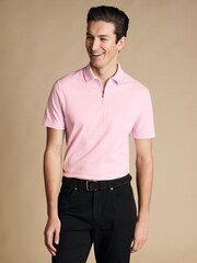 Charles Tyrwhitt Pink Cool Popcorn 100% Cotton Polo Shirt - Image 2 of 6