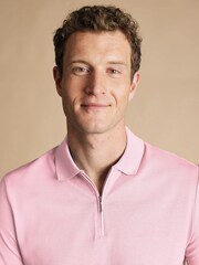 Charles Tyrwhitt Pink Cool Popcorn 100% Cotton Polo Shirt - Image 3 of 6