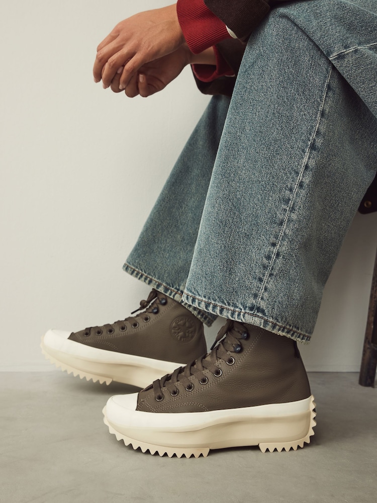 Converse Brown Leather Run Star Hike Trainers - Image 1 of 11