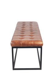 Pacific Vintage Brown Arlo Leather and Iron Buttoned Bench - Image 5 of 5