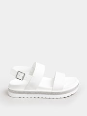 Yours Curve White Sparkle Flatform Sandals In Extra Wide EEE Fit - Image 1 of 5