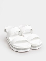 Yours Curve White Sparkle Flatform Sandals In Extra Wide EEE Fit - Image 2 of 5