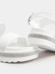 Yours Curve White Sparkle Flatform Sandals In Extra Wide EEE Fit - Image 4 of 5
