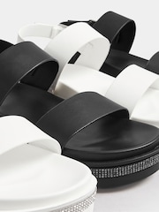 Yours Curve White Sparkle Flatform Sandals In Extra Wide EEE Fit - Image 5 of 5
