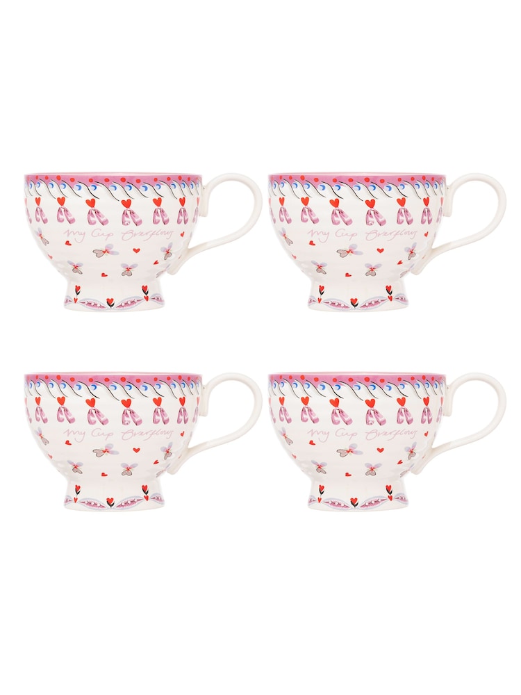 Cath Kidston Set of 4 Pink Hug Mugs - Image 2 of 4