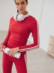 Red Active Piped Long Sleeve Top - Image 1 of 9