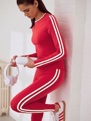 Red Active Piped Long Sleeve Top - Image 2 of 9