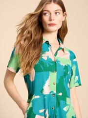 White Stuff Green Ria Jersey Shirt Dress - Image 4 of 7