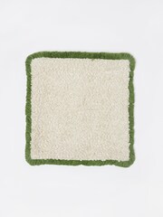 Oliver Bonas Green Boucle Fringed Square Cushion Cover - Image 2 of 4