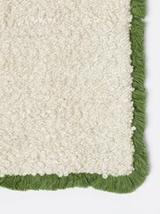 Oliver Bonas Green Boucle Fringed Square Cushion Cover - Image 4 of 4