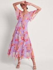 Monsoon Purple Imogen Ruffle Dress - Image 1 of 5