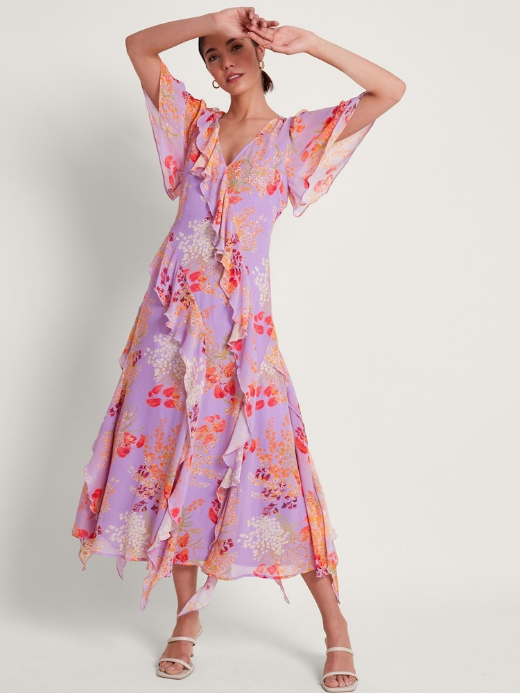 Monsoon Purple Imogen Ruffle Dress - Image 1 of 5