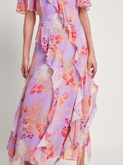Monsoon Purple Imogen Ruffle Dress - Image 3 of 5