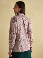 Joules Harper Cream Floral Pussybow Tie Blouse - Image 2 of 6