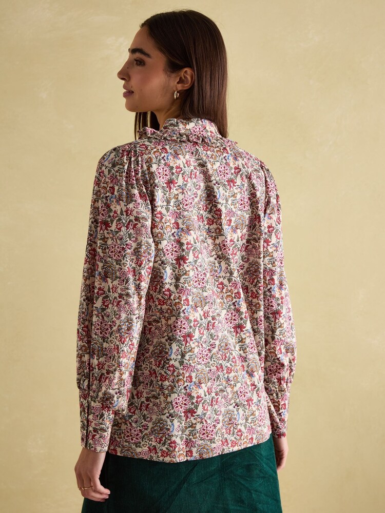Joules Harper Cream Floral Pussybow Tie Blouse - Image 2 of 6