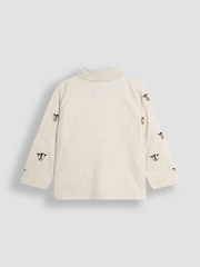 JoJo Maman Bébé Natural Friesian Cow Long Sleeve Embroidered Polo Shirt - Image 2 of 3