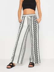 PixieGirl Petite Black Wide Leg 100% Cotton Trousers - Image 3 of 6