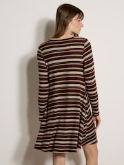 Apricot Brown Engineered Stripe Swing Mini Dress - Image 2 of 4