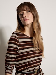 Apricot Brown Engineered Stripe Swing Mini Dress - Image 3 of 4