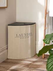Cream Country  Laundry Corner Hamper Basket - Image 1 of 4
