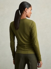Reiss Green Sierra Ruched Side Crew-Neck Top - Image 5 of 7