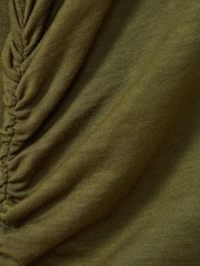 Reiss Green Sierra Ruched Side Crew-Neck Top - Image 7 of 7