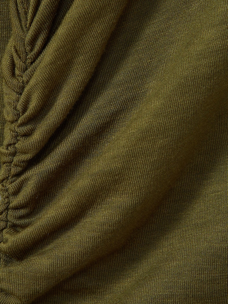 Reiss Green Sierra Ruched Side Crew-Neck Top - Image 7 of 7