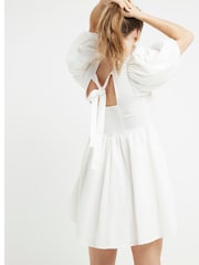 River Island Cream 100% Cotton Embroidered Smock Mini Dress - Image 2 of 4