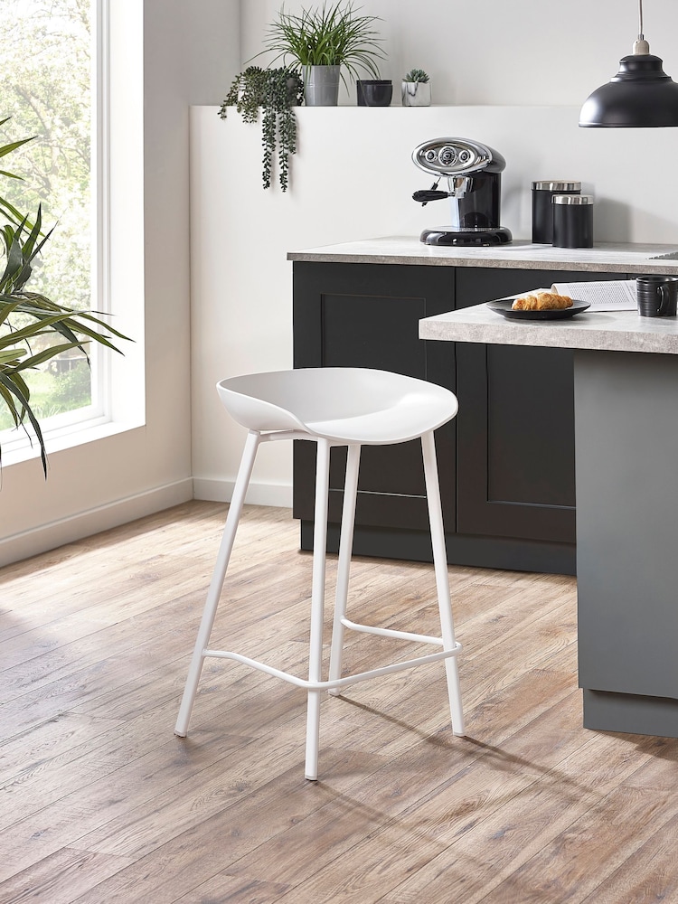 Julian Bowen Set of 2 White Renzo Bar Stools - Image 1 of 6