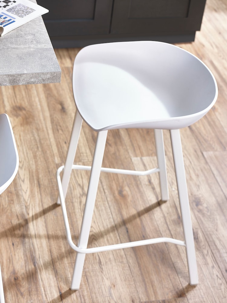 Julian Bowen Set of 2 White Renzo Bar Stools - Image 2 of 6