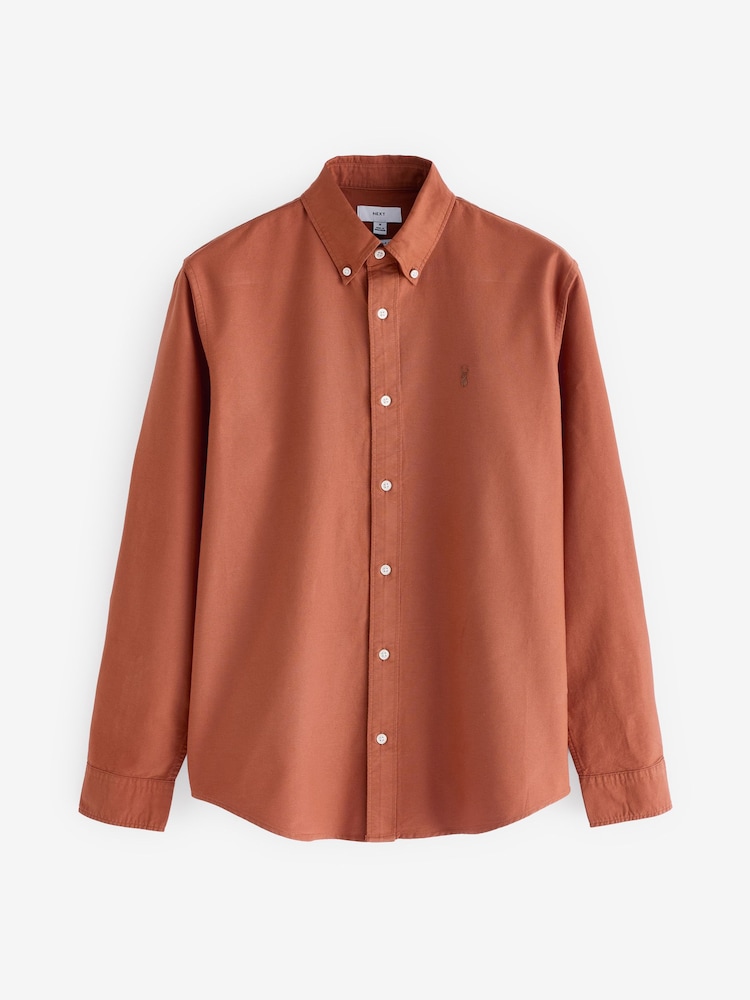 Dark Green/Tan Brown/Navy Blue 100% Cotton Long Sleeve Oxford Shirts 3 Pack - Image 10 of 13