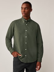 Dark Green/Tan Brown/Navy Blue 100% Cotton Long Sleeve Oxford Shirts 3 Pack - Image 2 of 13