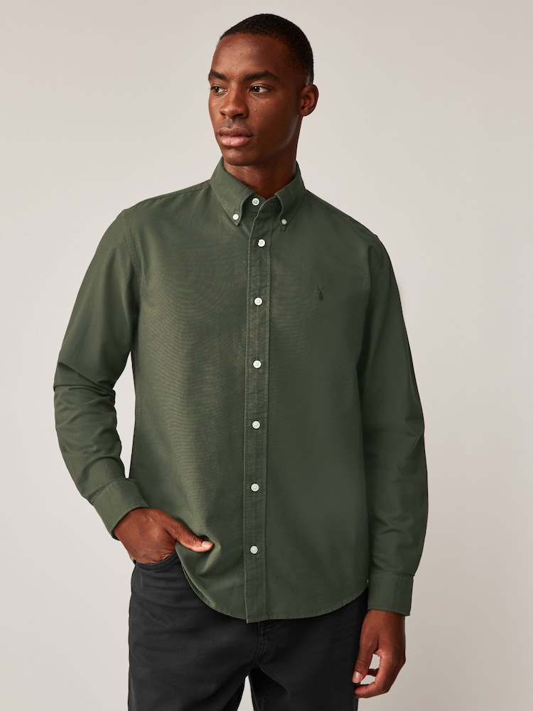 Dark Green/Tan Brown/Navy Blue 100% Cotton Long Sleeve Oxford Shirts 3 Pack - Image 2 of 13