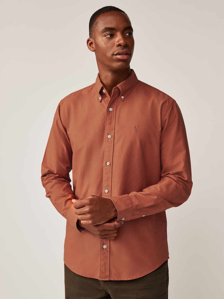 Dark Green/Tan Brown/Navy Blue 100% Cotton Long Sleeve Oxford Shirts 3 Pack - Image 3 of 13