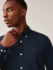 Dark Green/Tan Brown/Navy Blue 100% Cotton Long Sleeve Oxford Shirts 3 Pack - Image 6 of 13