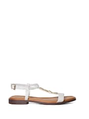 Dune London White Chain T-Bar Lottys Flat Sandals - Image 3 of 6