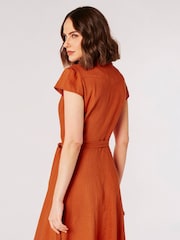 Apricot Orange Open Collar Shirt Mini Dress - Image 2 of 4