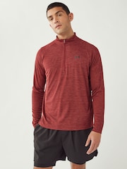 Under Armour Red Tech Textured Quarter Zip Sweat Top - Image 1 of 6