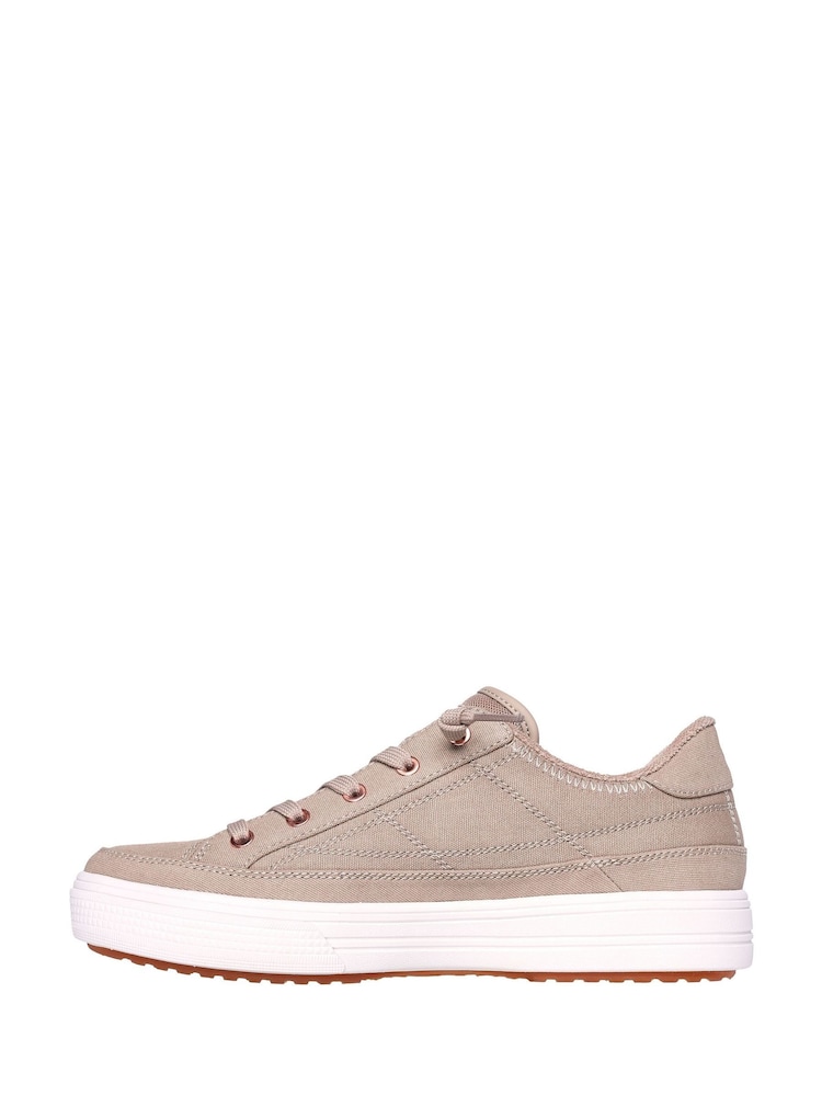 Skechers Beige Canvas Arch Fit Arcade Womens Trainers - Image 2 of 5