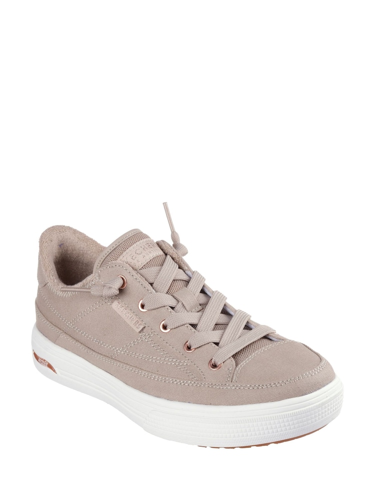 Skechers Beige Canvas Arch Fit Arcade Womens Trainers - Image 3 of 5