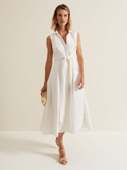 Phase Eight White Tie Front Becky Midi Dress - Image 1 of 7