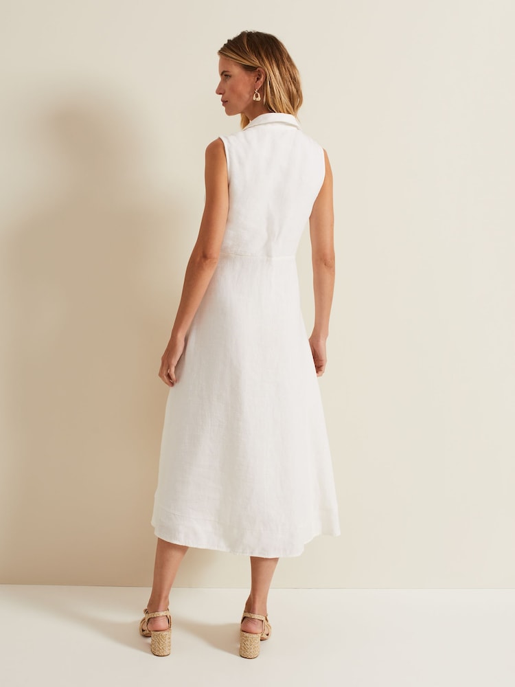 Phase Eight White Tie Front Becky Midi Dress - Image 2 of 7 Phase Eight White Tie Front Becky Midi Dress - Image 2 of 7