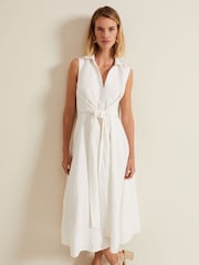 Phase Eight White Tie Front Becky Midi Dress - Image 3 of 7