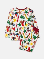 Joules Cream Cotton Christmas Pyjamas - Image 2 of 4