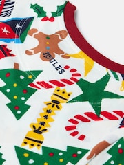 Joules Cream Cotton Christmas Pyjamas - Image 4 of 4