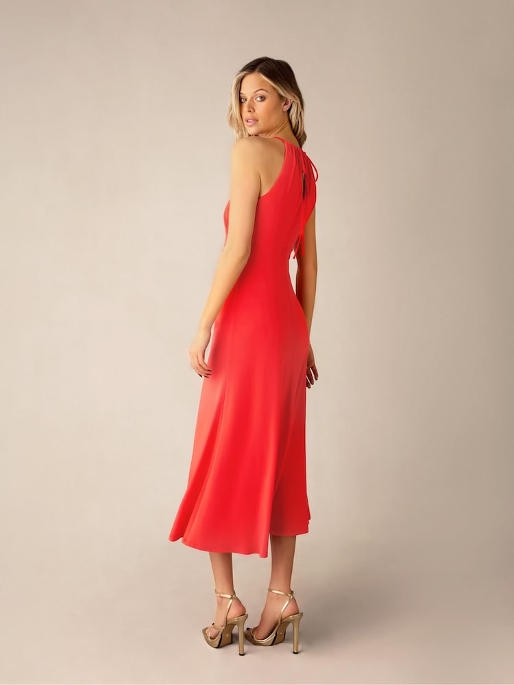 Ro&Zo Red Petite Jersey Halterneck Midi Dress - Image 2 of 6