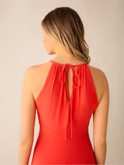 Ro&Zo Red Petite Jersey Halterneck Midi Dress - Image 4 of 6