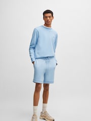 BOSS Light Blue Regular Fit Cotton Terry Jersey Shorts - Image 1 of 9